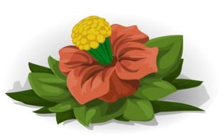 painted pink flower with yellow stamens