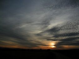 dark gray evening clouds over the field