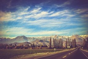 landscape of long road in countryside