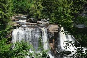 panorama of the cascade waterfall in the forest