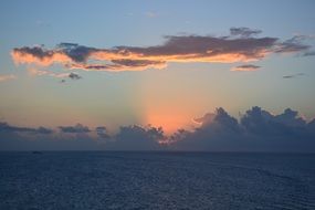 sunset in the clouds over the ocean