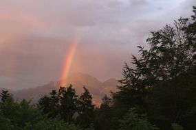 sunset rainbow mood mountains