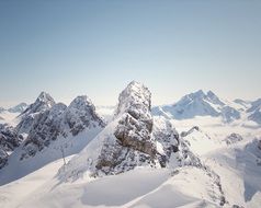 mountain peaks in winter