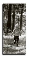 girl runs along the path