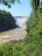 waterfall in river gorge in argentina