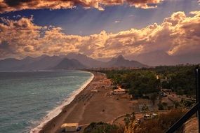 landscape of Sea morning on the coastline of the Mediterranean in Antalya