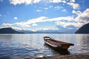 boat on sea blue sky white cloud view