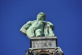 Hercules sculpture close-up in a park in Bergpark Wilhelmshohe