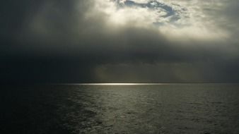 Thunderstorm on the water in evening