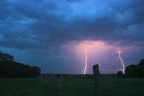 lightning flashes in a thunderstorm