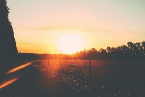 bright orange sunset over the road