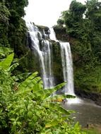 waterfall in tropics of laos