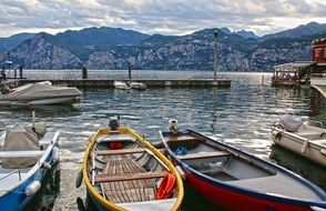 fishing boats in the port on Lake Garda