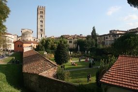 panorama of a green park in Lucca