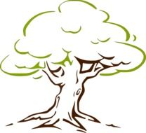 Colorful silhouette of the tree clipart