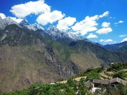 panoramic view of the gorge of a jumping tiger on a sunny day