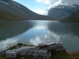 lake on the background of the mountains in Switzerland