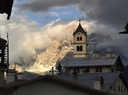 Church near the mountains in Italy