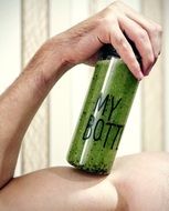 bottle with green smoothie