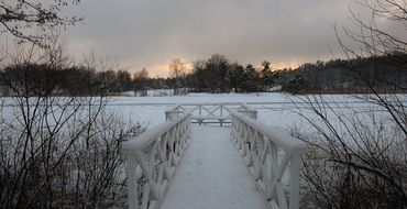 Landscape of snowy bridge