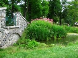 Stone fence in the park