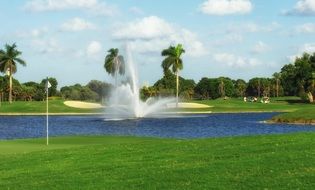 fountain on Doral Golf Resort, usa, Florida, Miami