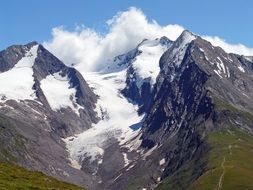 Glacier in the alpine mountain