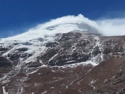 snow capped chimborazo volcano
