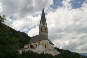 old church on hillside, south tyrol, italy