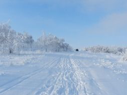 Snowy road in the winter