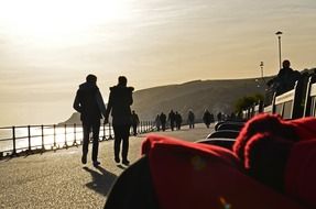 landscape of Walking people at the sunset