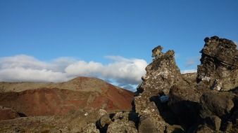 mountain rock with clouds dramatic scene