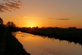 romantic sunset on a river