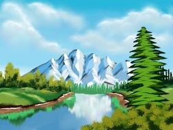 colorful scenic landscape, digital art