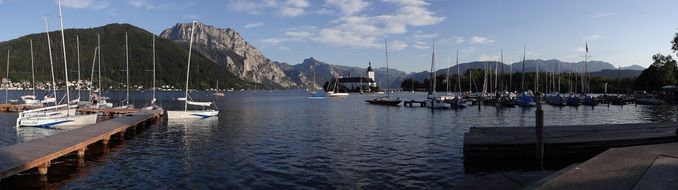 Alpine lake Traunsee Gmunden panorama