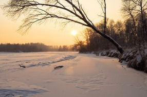 Orange winter sunset