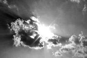cloudy sky in black and white background