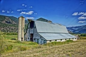 old factory and mountain landscape