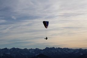 Parachutist above the ground