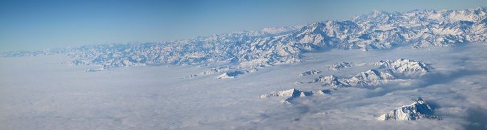 panorama clouds winter mountains