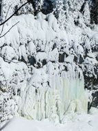 ice columns of a frozen waterfall