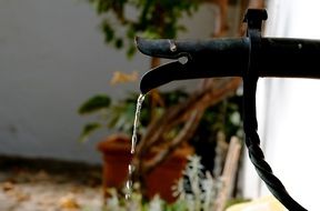 closeup view of fountain water drip