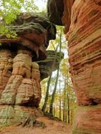 Sandstone rocks in autumn