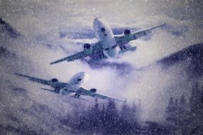 aircraft flyer over forest mountains