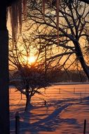 winter landscape at sunrise in New Zealand