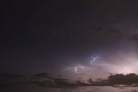 lightning in the clouds in the dark sky