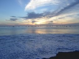 Beautiful sea under colorful sky in Sri Lanka