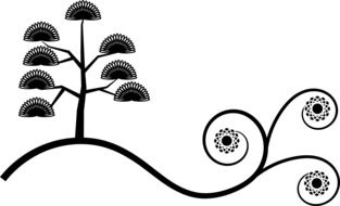 Black and white drawing with the plants clipart