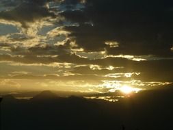 landscape of gloomy dark sunset