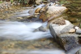 landscape of stones in a mountain river